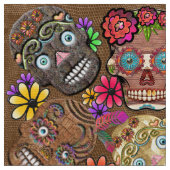Blume Power Mexican Sugar Skulls Stoff (Nahaufnahme)
