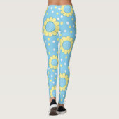 Blume Power Muster auf blau Leggings (Rückseite)