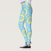 Blume Power Muster auf blau Leggings (Links)
