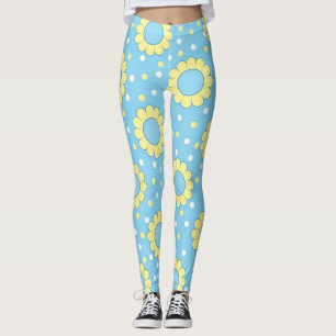 Blume Power Muster auf blau Leggings