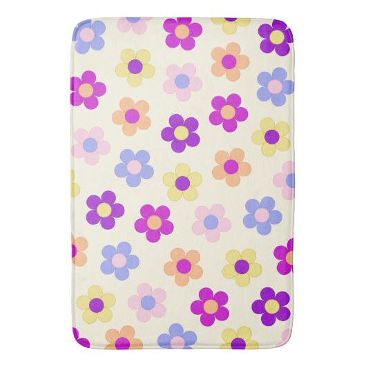 Blume Power Muster - Gelber Hintergrund Badematte (Vorderseite Vertikal)