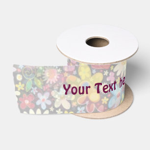 Blume Power Muster Licht II + Ihr Text Satinband