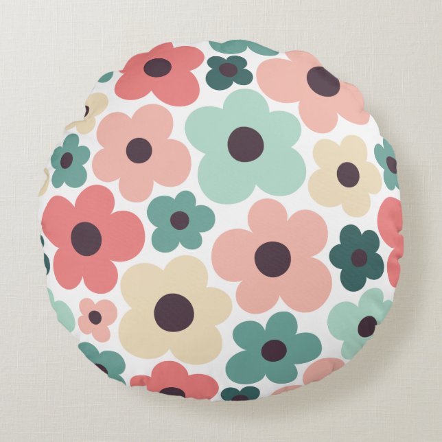 Blume-Power-Muster Rundes Kissen (Vorderseite)