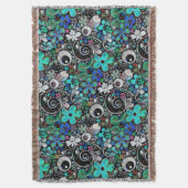 BLUME POWER OCEAN BLUE Muster + Ihre Idee Decke (Vorderseite Vertikal)