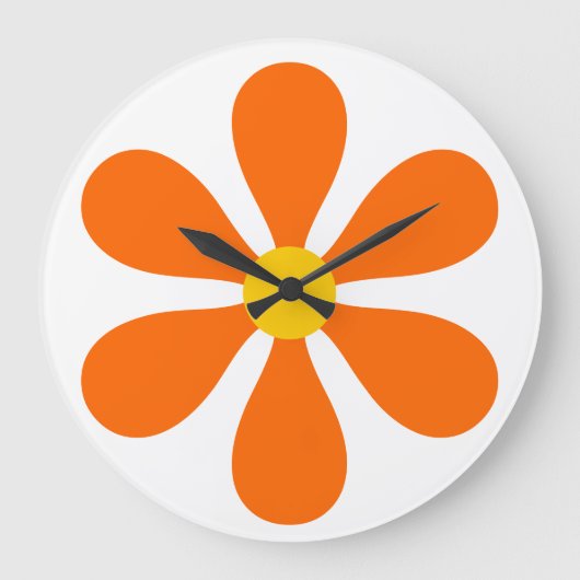Blume Power - orange Große Wanduhr (Vorderseite)