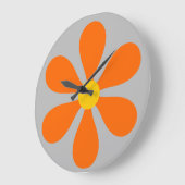 Blume Power - orange Große Wanduhr (Winkel)