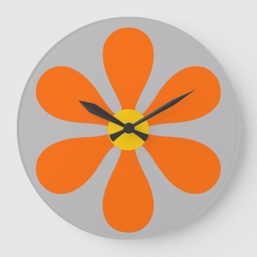 Blume Power - orange Große Wanduhr (Vorderseite)
