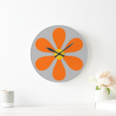 Blume Power - orange Große Wanduhr (Zuhause)