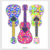 Blume Power | Painted Guitars | Boho Hippie Aufkleber (Blatt)