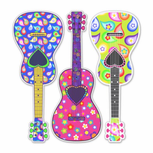 Blume Power | Painted Guitars | Boho Hippie Aufkleber (Vorderseite)