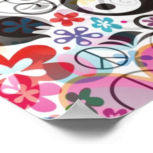 BLUME POWER PEACE-Zeichen I + Ihr Hintergrund Poster (Ecke)