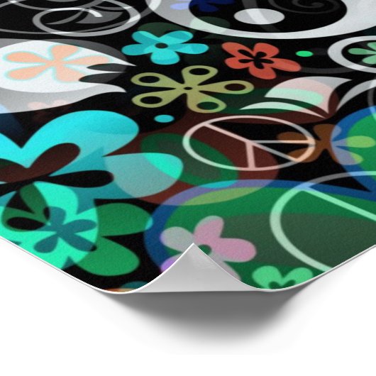 BLUME POWER PEACE zeichen II + Ihr Hintergrund Poster (Ecke)