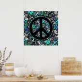 BLUME POWER PEACE zeichen II + Ihr Hintergrund Poster (Küche)