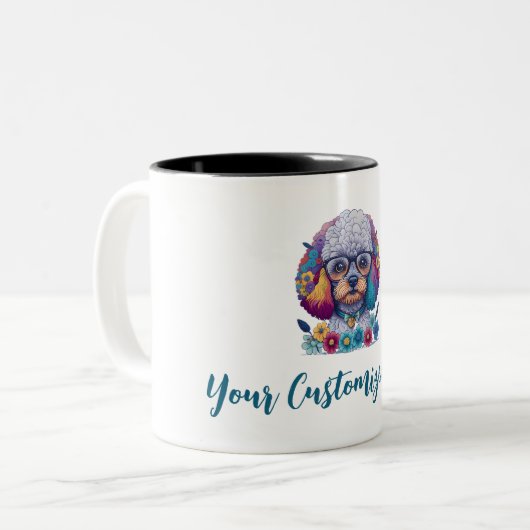 Blume Power, Poodle Elegance - Eine perfekte Misch Zweifarbige Tasse (Vorderseite Links)