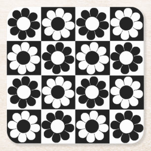 Blume-Power-Quadrate Rechteckiger Pappuntersetzer