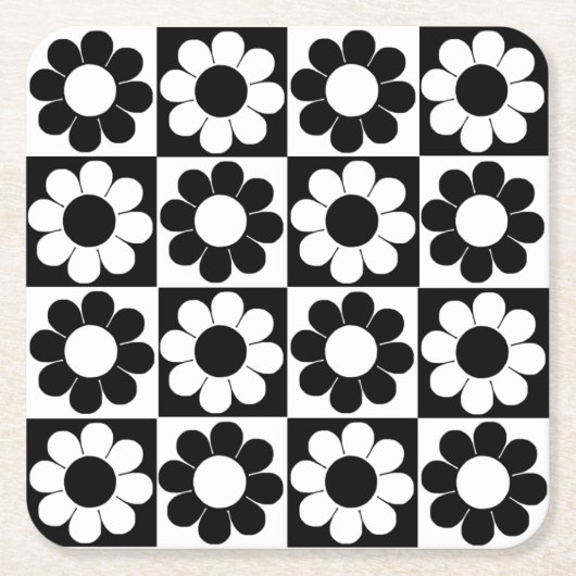 Blume-Power-Quadrate Rechteckiger Pappuntersetzer (Vorderseite)