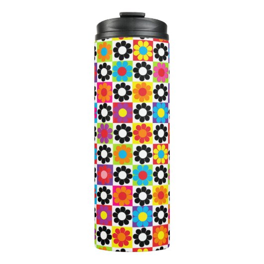 Blume-Power-Quadrate Thermosbecher (Vorderseite)
