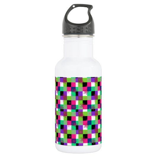 Blume-Power-Quadrate Trinkflasche (Vorderseite)