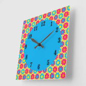 Blume Power Quadratische Wanduhr (Winkel)