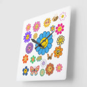 Blume Power Quadratische Wanduhr (Winkel)