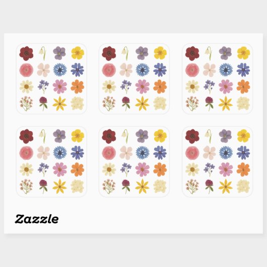 Blume Power Quadratischer Aufkleber (Blatt)