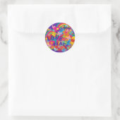 Blume Power Rainbow | violett Runder Aufkleber (Tasche)