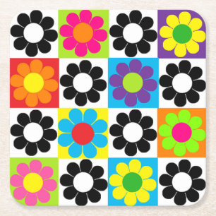 Blume Power Rechteckiger Pappuntersetzer