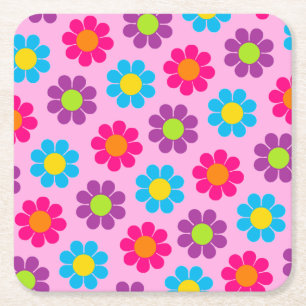 Blume Power Rechteckiger Pappuntersetzer