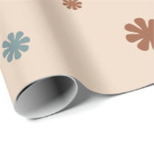 Blume Power Retro 60er Muster Mustard Blue Orange Geschenkpapier (Rolleneckpunkt)