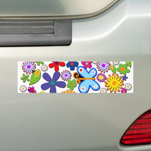 Blume Power Retro Floral Vector Autoaufkleber (Auf Auto)