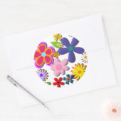 Blume Power Retro Floral Vector Runder Aufkleber (Umschlag)