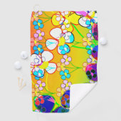 Blume Power Retro-Stiefmütterchen Golfhandtuch (Insitu)