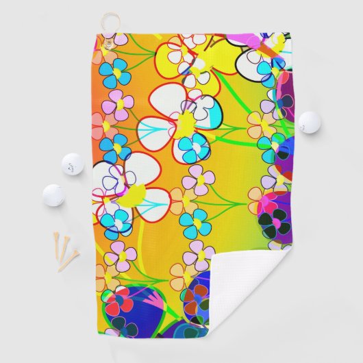 Blume Power Retro-Stiefmütterchen Golfhandtuch (Insitu)