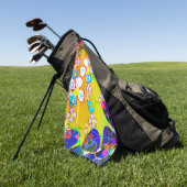 Blume Power Retro-Stiefmütterchen Golfhandtuch (Gras)
