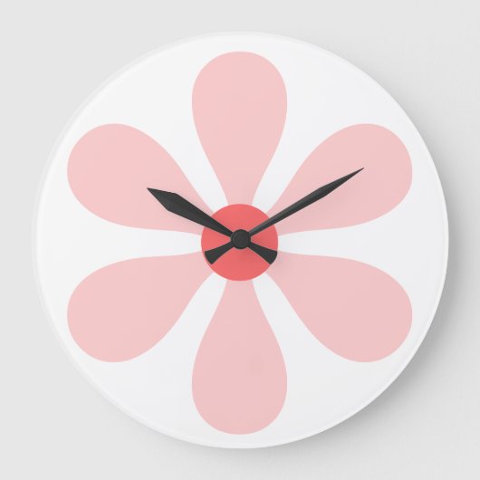 Blume Power - rosa Große Wanduhr (Vorderseite)