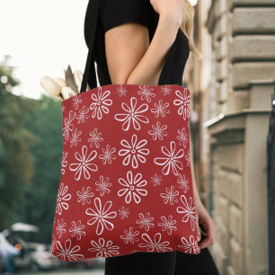 Blume Power Rot und Weiß Retro Tasche