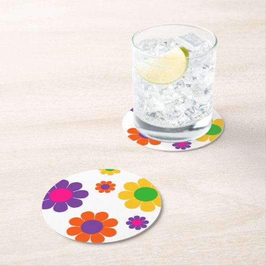 Blume Power Runder Pappuntersetzer (Vor Ort)