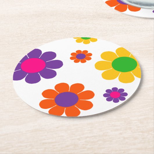 Blume Power Runder Pappuntersetzer (Angewinkelt)