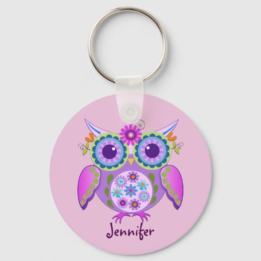 Blume Power Schüssel und individuelle Name Schlüsselanhänger (Vorderseite)