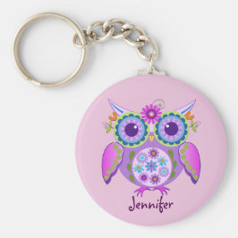 Blume Power Schüssel und individuelle Name Schlüsselanhänger