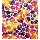 Blume Power - Schwarz, Rosa, Orange und Gelb Duschvorhang (Vorderseite)