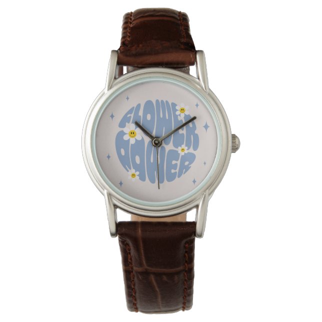 Blume Power Slogan Armbanduhr (Vorderseite)