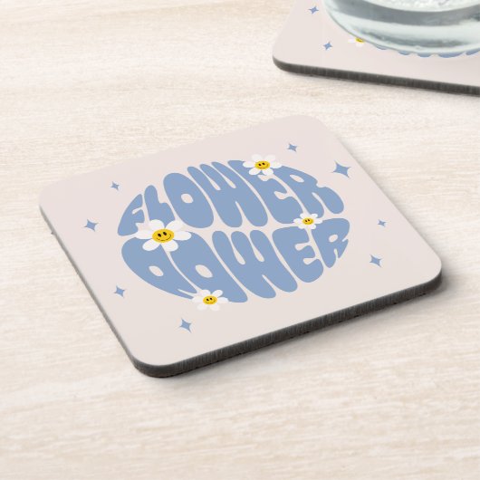 Blume Power Slogan Getränkeuntersetzer (Linke Seite)