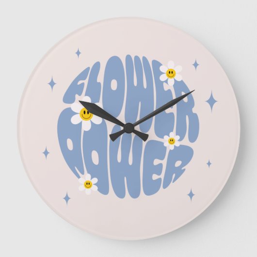Blume Power Slogan Große Wanduhr (Vorderseite)