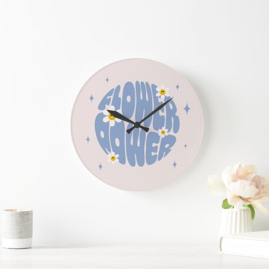 Blume Power Slogan Große Wanduhr (Zuhause)