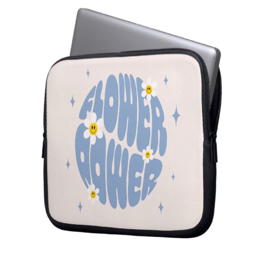 Blume Power Slogan Laptopschutzhülle (Vorderseite Links)