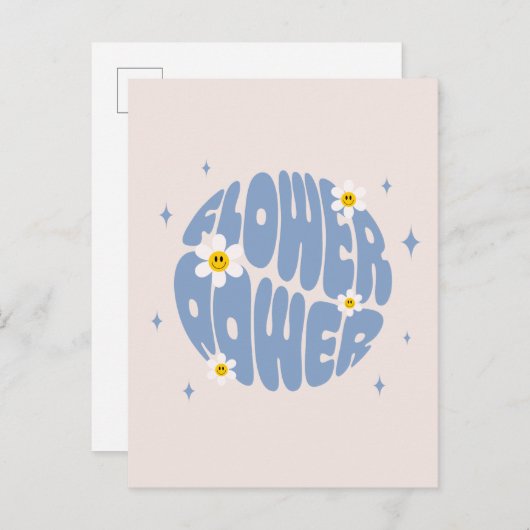 Blume Power Slogan Postkarte (Vorne/Hinten)