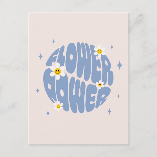 Blume Power Slogan Postkarte (Vorderseite)