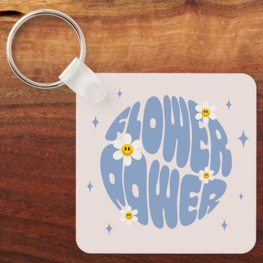Blume Power Slogan Schlüsselanhänger (Vorderseite)