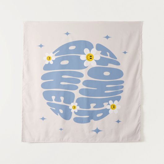 Blume Power Slogan Wandteppich (Vorderseite (Horizontal))